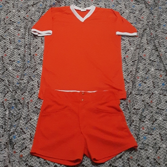 70s Jersey & Shorts Set Vintage Sports Baseball Gym - Picture 1 of 8